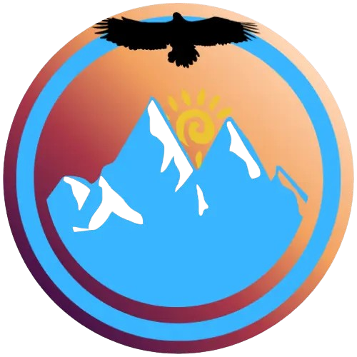 Logo transparente de La Guía de la Comarca Andina con montañas, cóndor y sol